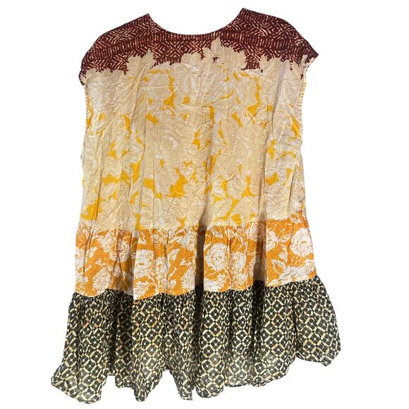 Free People Dresses & Skirts - Free People Tiered Mini Dress in Yellow, Cream, Maroon, Black